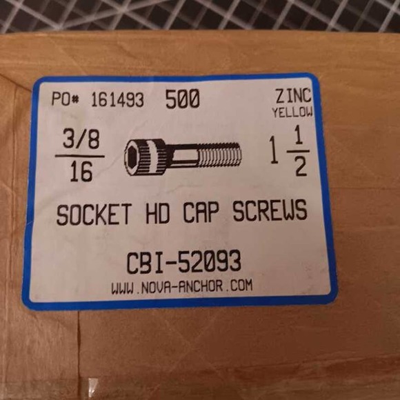 30-Pk: 3/8-16 x 1-1/2" Socket Full Thread Cap Yellow Zinc Socket Cap Screws - Picture 2 of 4